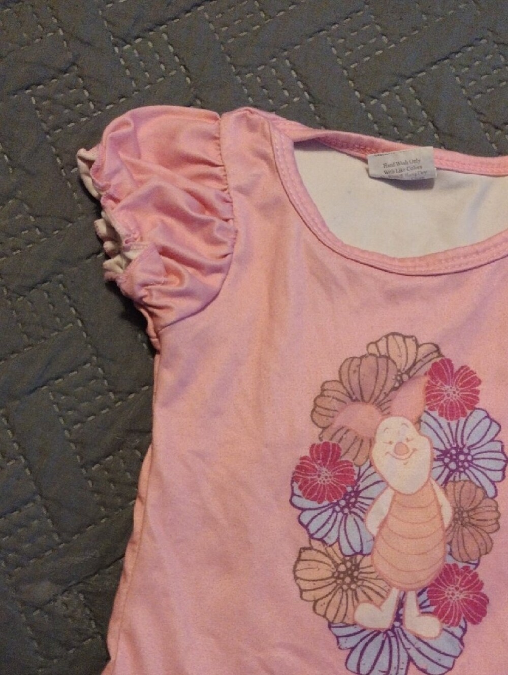 Girls Winnie The Pooh (Piglet) Floral Character Matching Set With Bell Bottoms - Picture 11 of 13